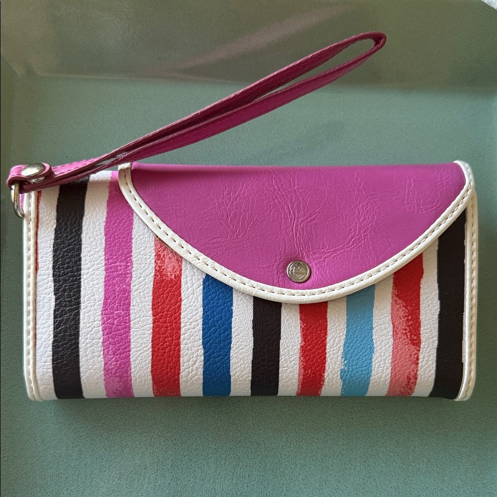Relic Pink and Black Clutch with Modern Stripes